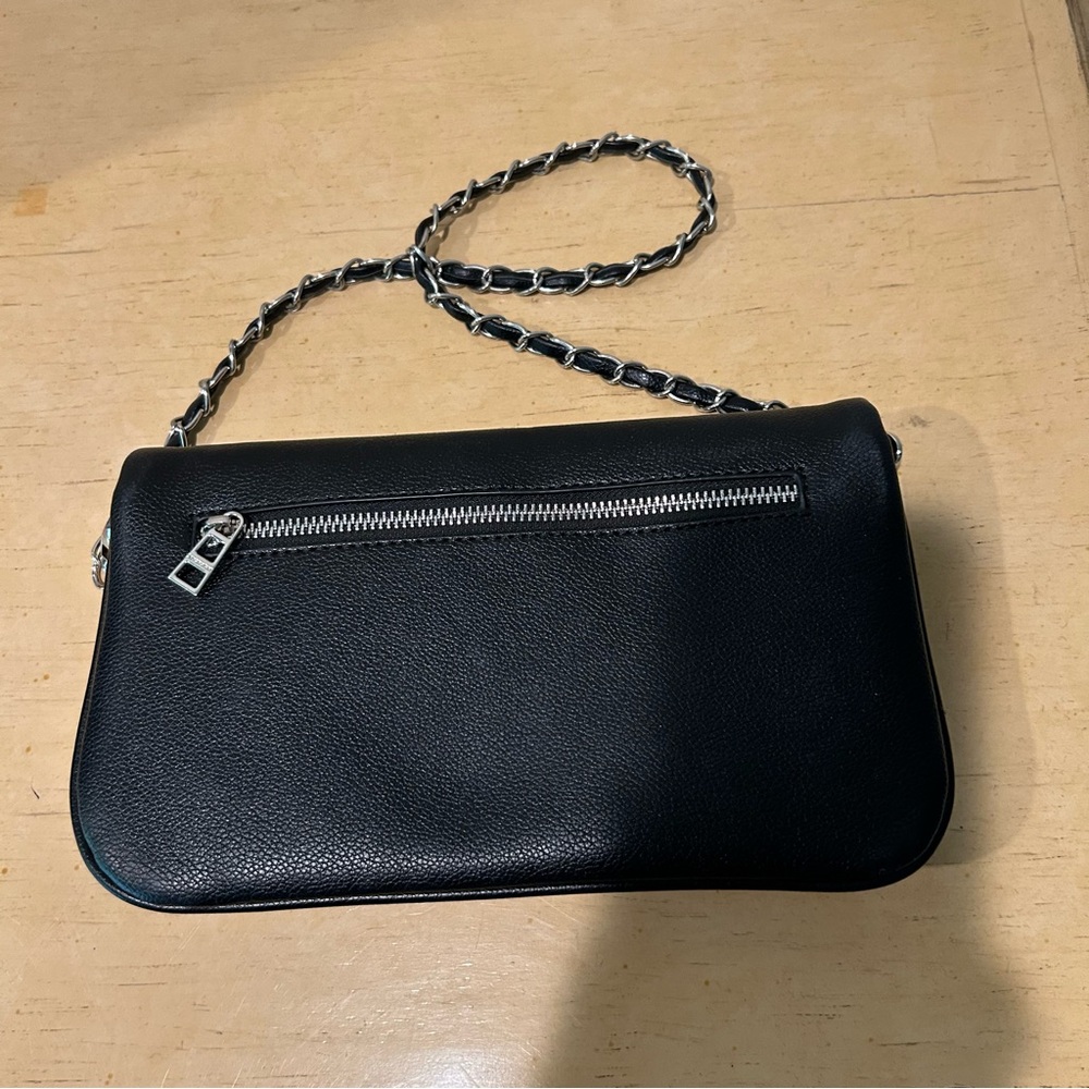 Zadig & Voltaire Black Leather Shoulder Bag with Silver Wing Emblem - Picture 3 of 15